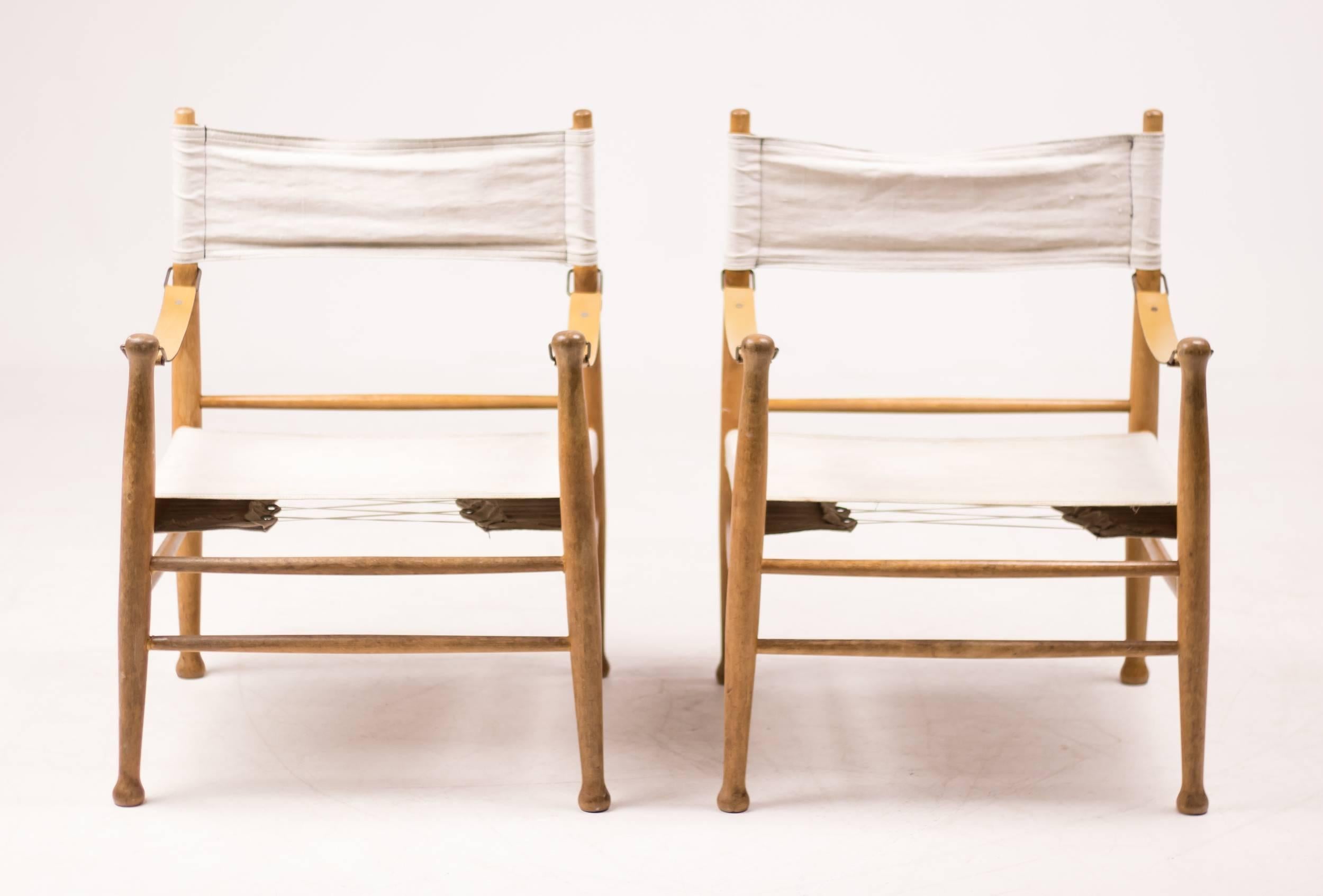 Pair of Danish Safari Chairs In Fair Condition In Dronten, NL