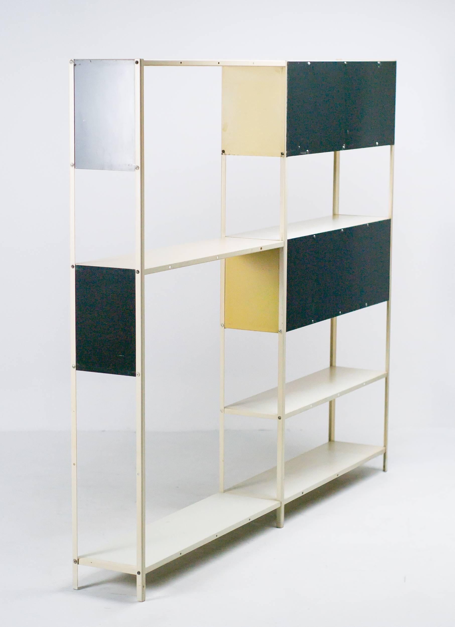 Enameled Modular Room Divider or Bookcase Designed in 1953 by Friso Kramer
