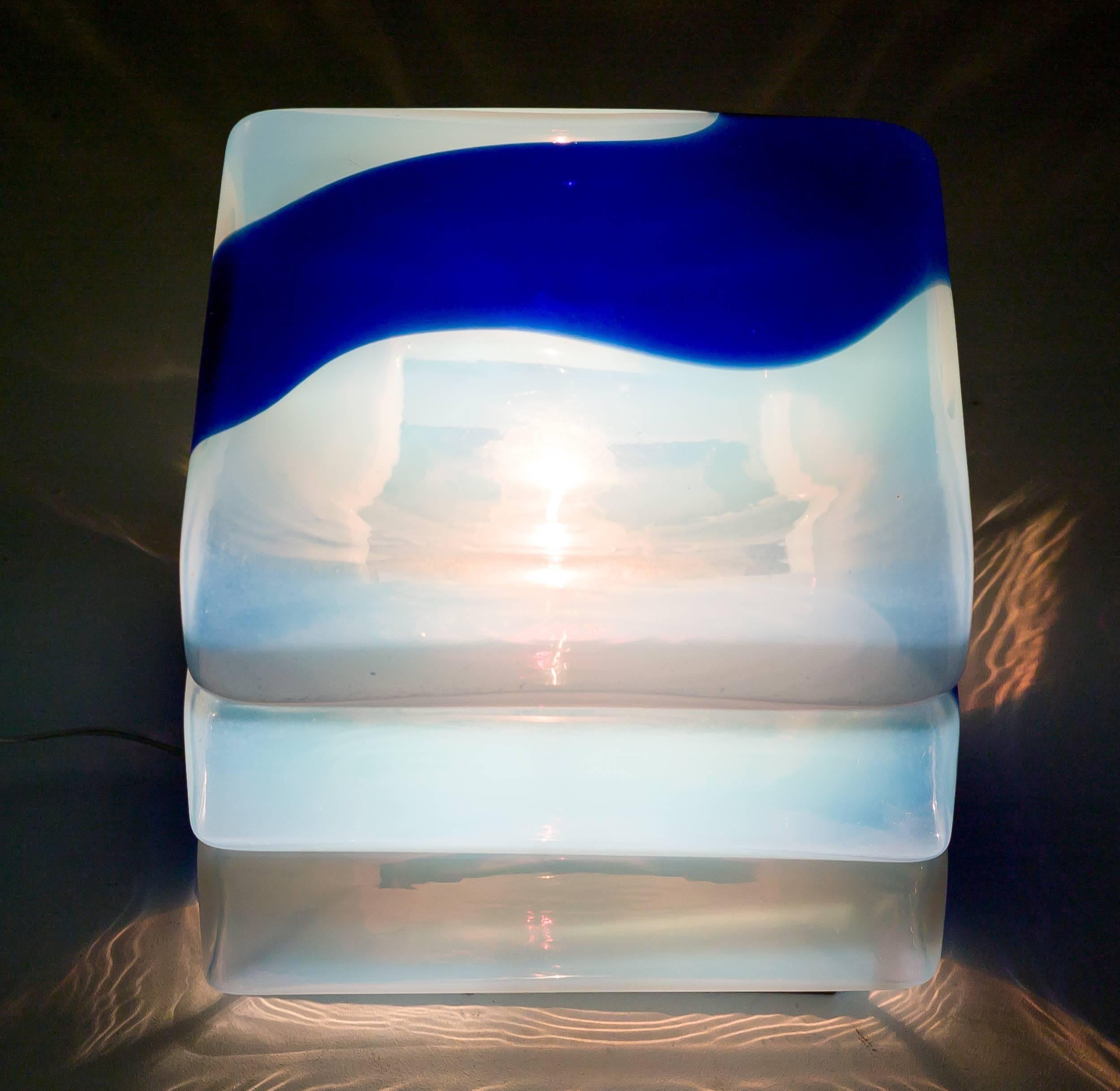 Steel Carlo Nason Murano Glass Table Lamp