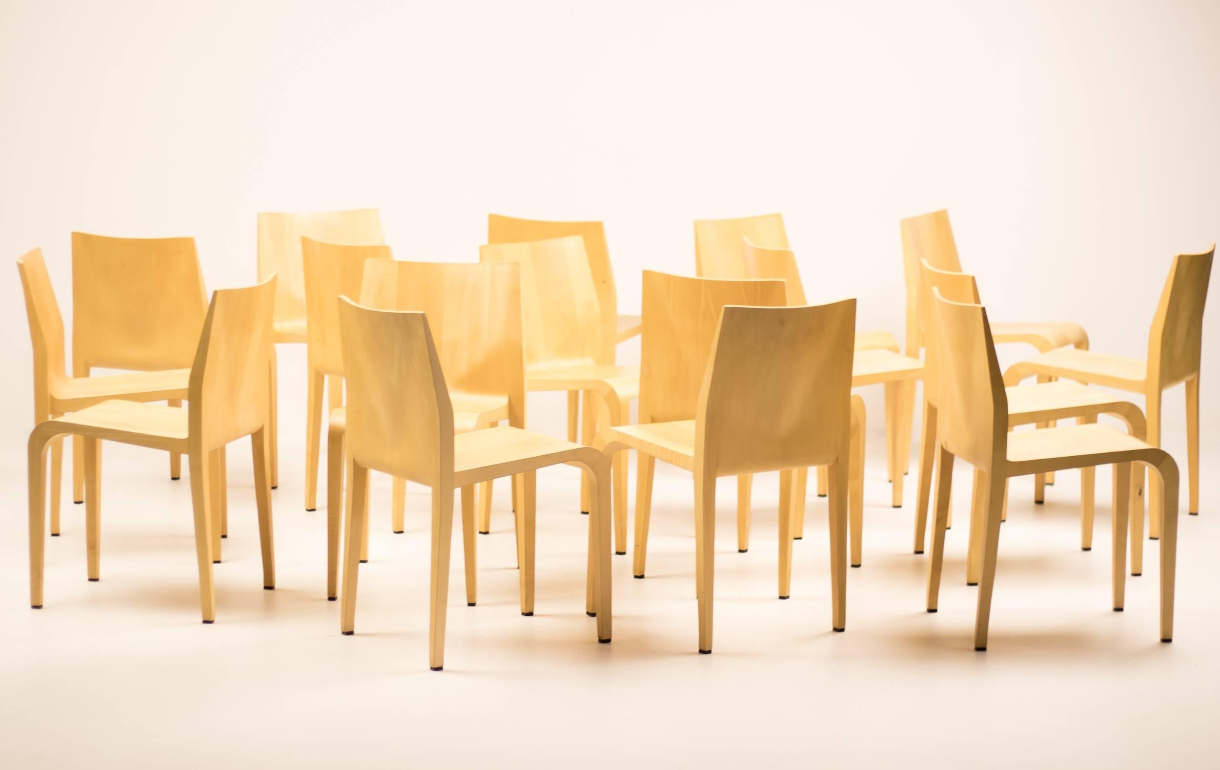 Italian Set of 16 301 Laleggera Chairs in Maple