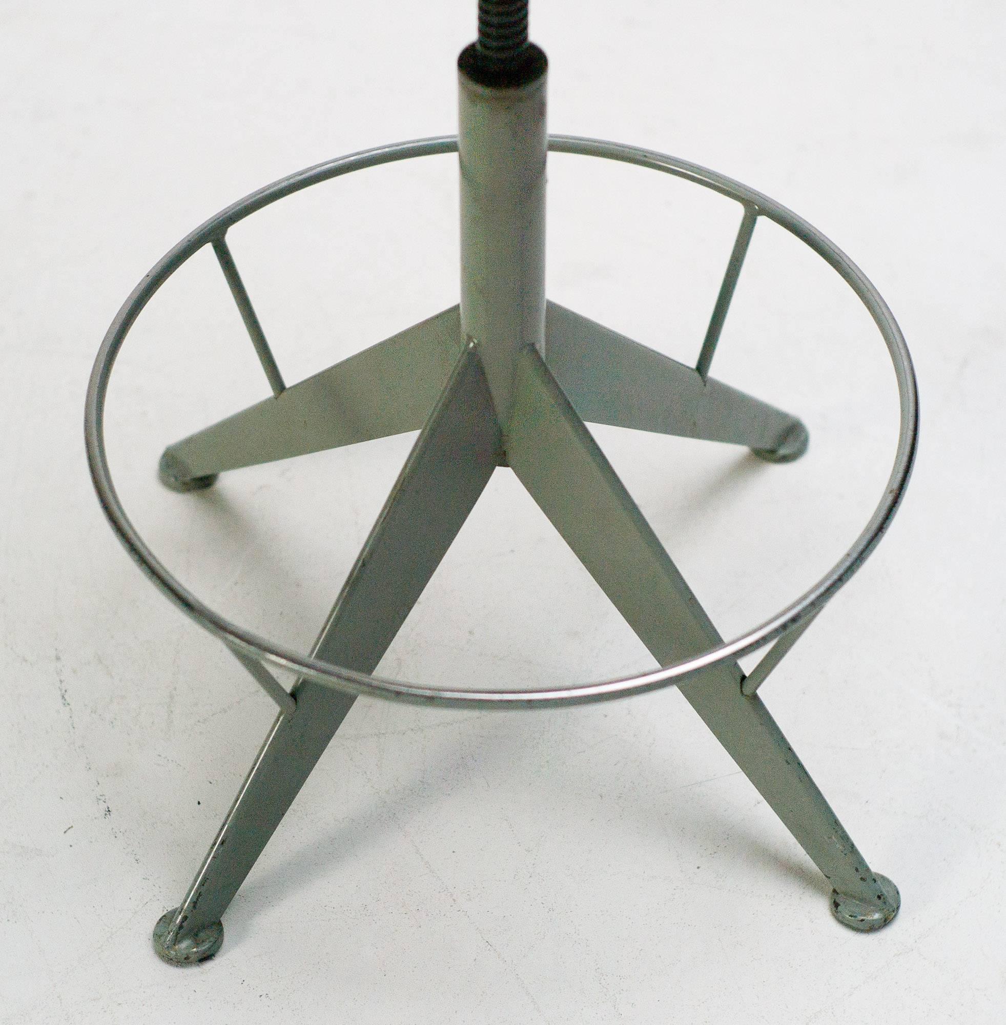 Mid-Century Modern Industrial 1950s French Artist Painters Work Stool