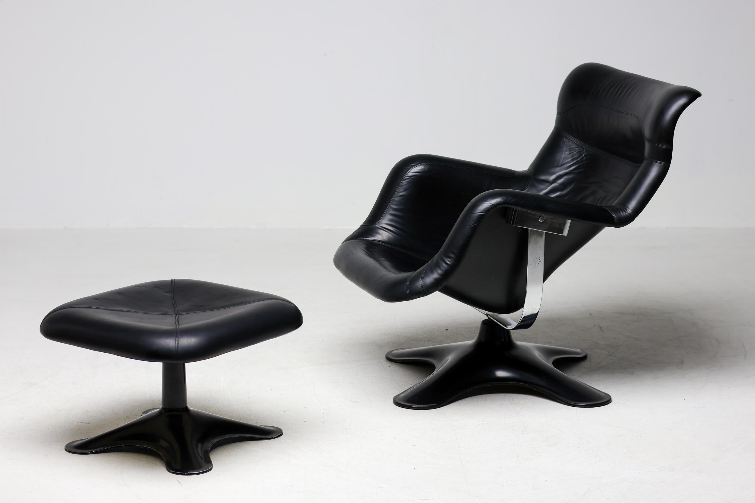 Chaise longue et ottoman Karuselli noirs, modernes du milieu du siècle, par Yrjo Kukkapuro en vente 13