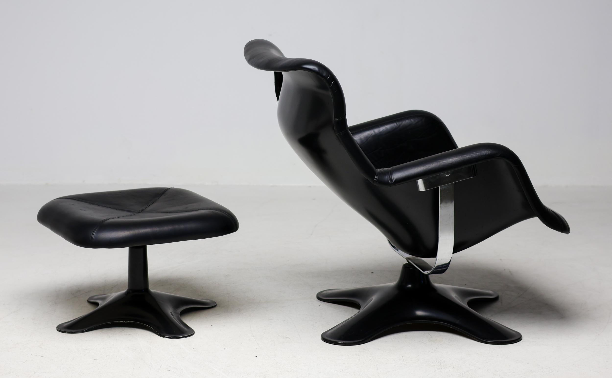 Chaise longue et ottoman Karuselli noirs, modernes du milieu du siècle, par Yrjo Kukkapuro en vente 3