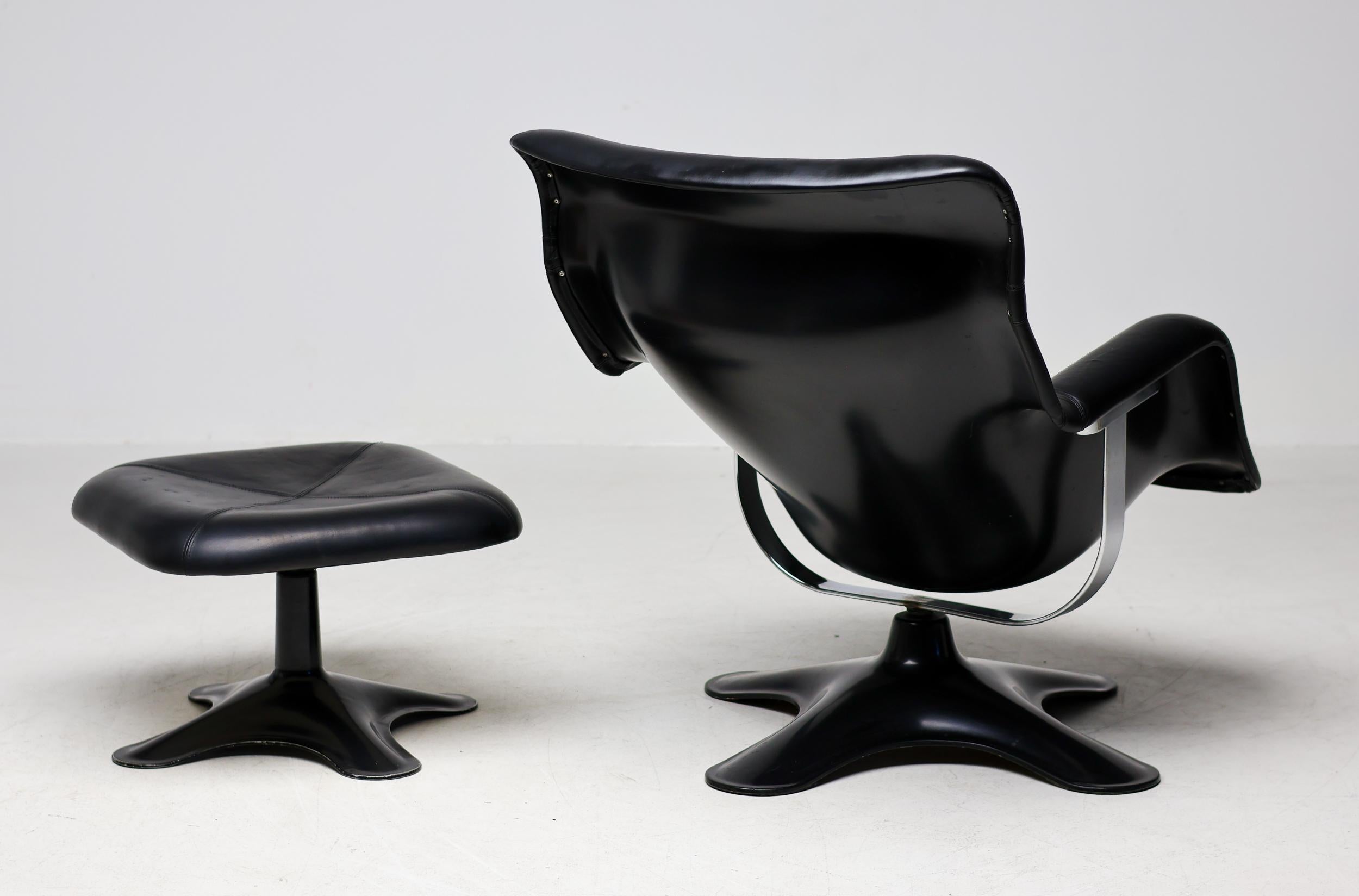 Chaise longue et ottoman Karuselli noirs, modernes du milieu du siècle, par Yrjo Kukkapuro en vente 5