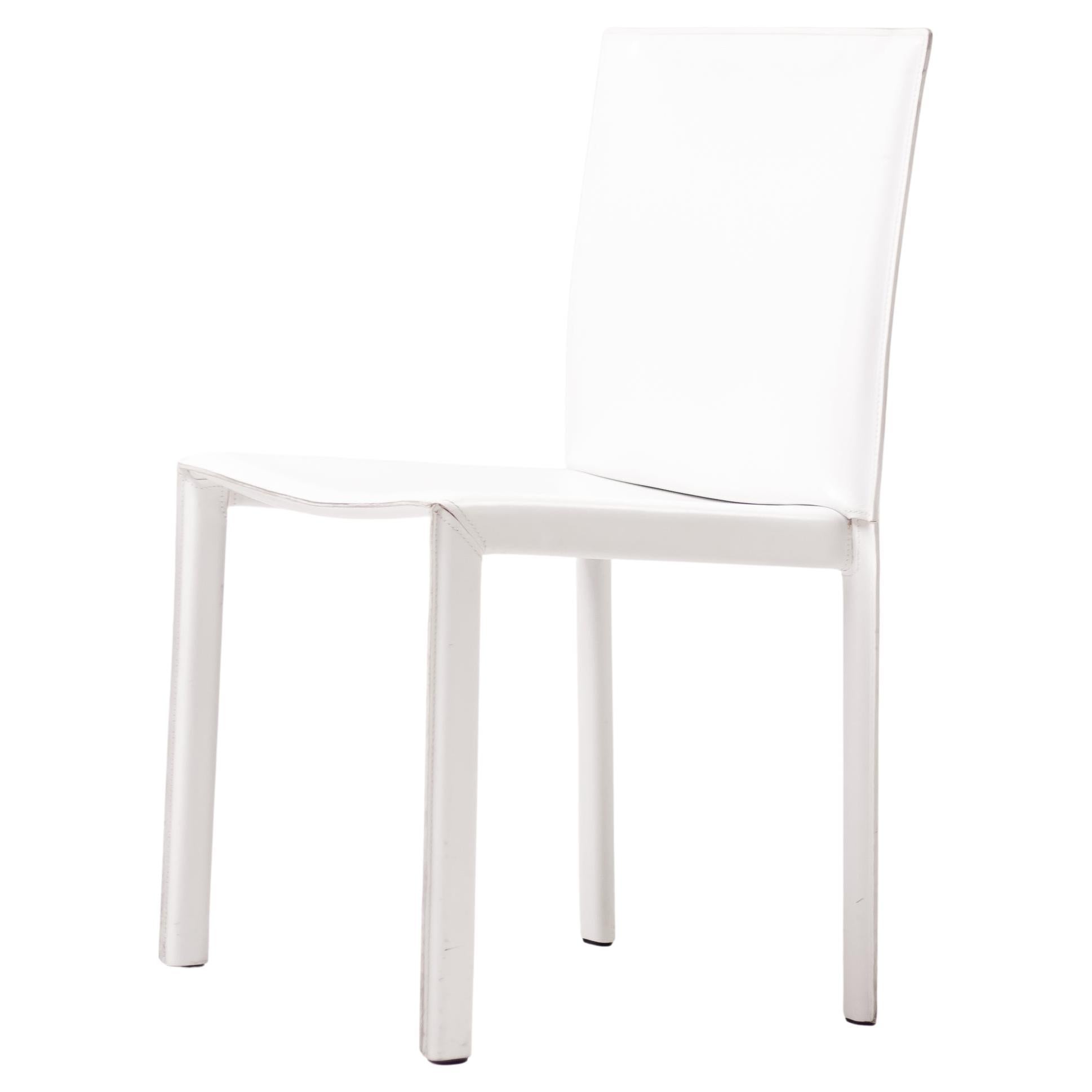 Satz von acht weißen Grazzi & Bianchi Pasqualina Lederstühlen, Pellizoni, Italien im Angebot