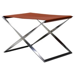 Poul Kjærholm PK-91 Folding Stool by E. Kold Christensen in Cognac Leather