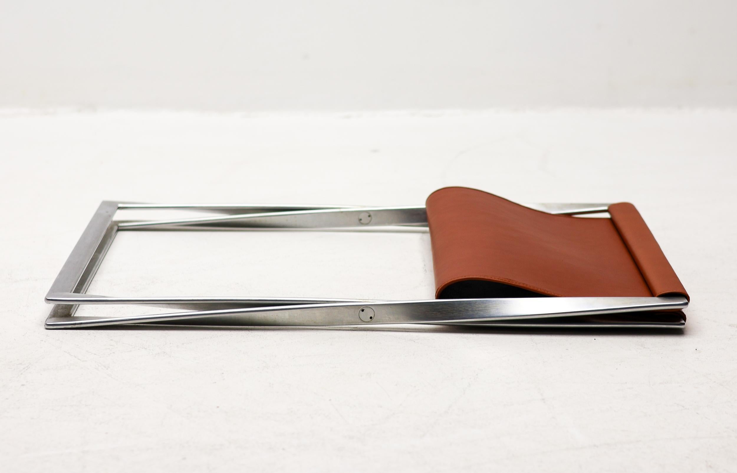 Poul Kjærholm PK-91 Klapphocker von E. Kold Christensen in Cognac Leder im Angebot 4