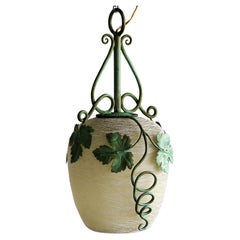 Art Nouveau Wrought Iron Grape Leaves Pendant