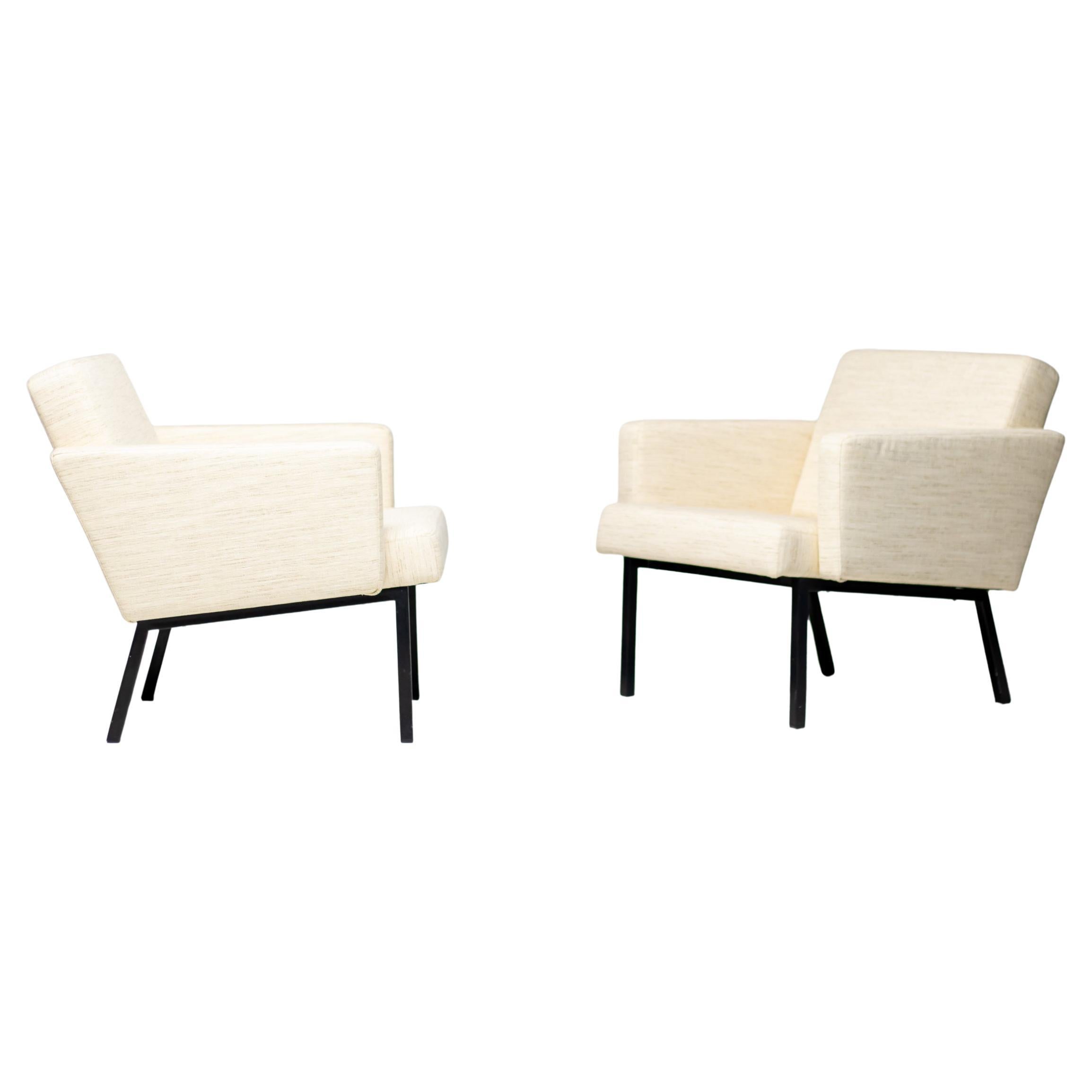 Paire de fauteuils de salon en laine crème Martin Visser SZ48 en vente
