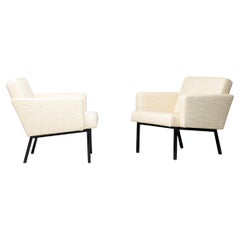 Mid Century Modern Pair of Cream Wool Martin Visser SZ48 Lounge Chairs