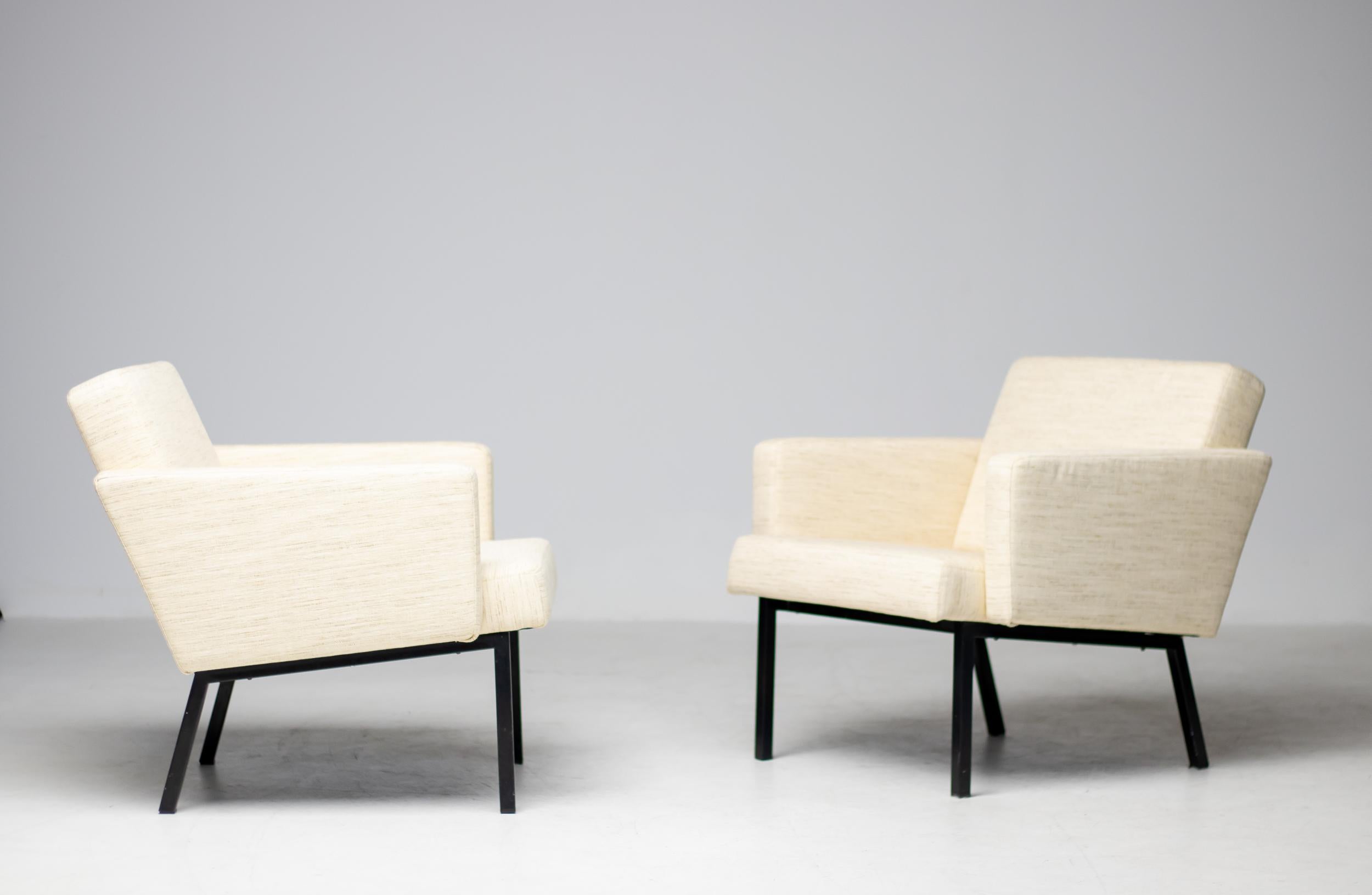 Paire de fauteuils de salon en laine crème Martin Visser SZ48 en vente 7