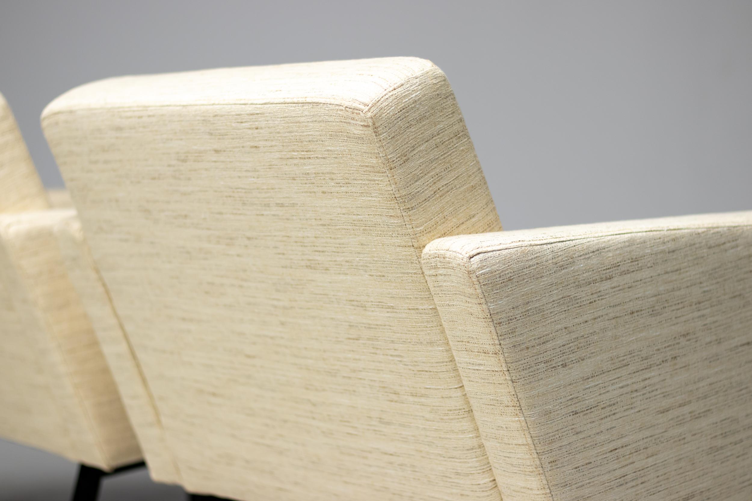 Acier Paire de fauteuils de salon en laine crème Martin Visser SZ48 en vente
