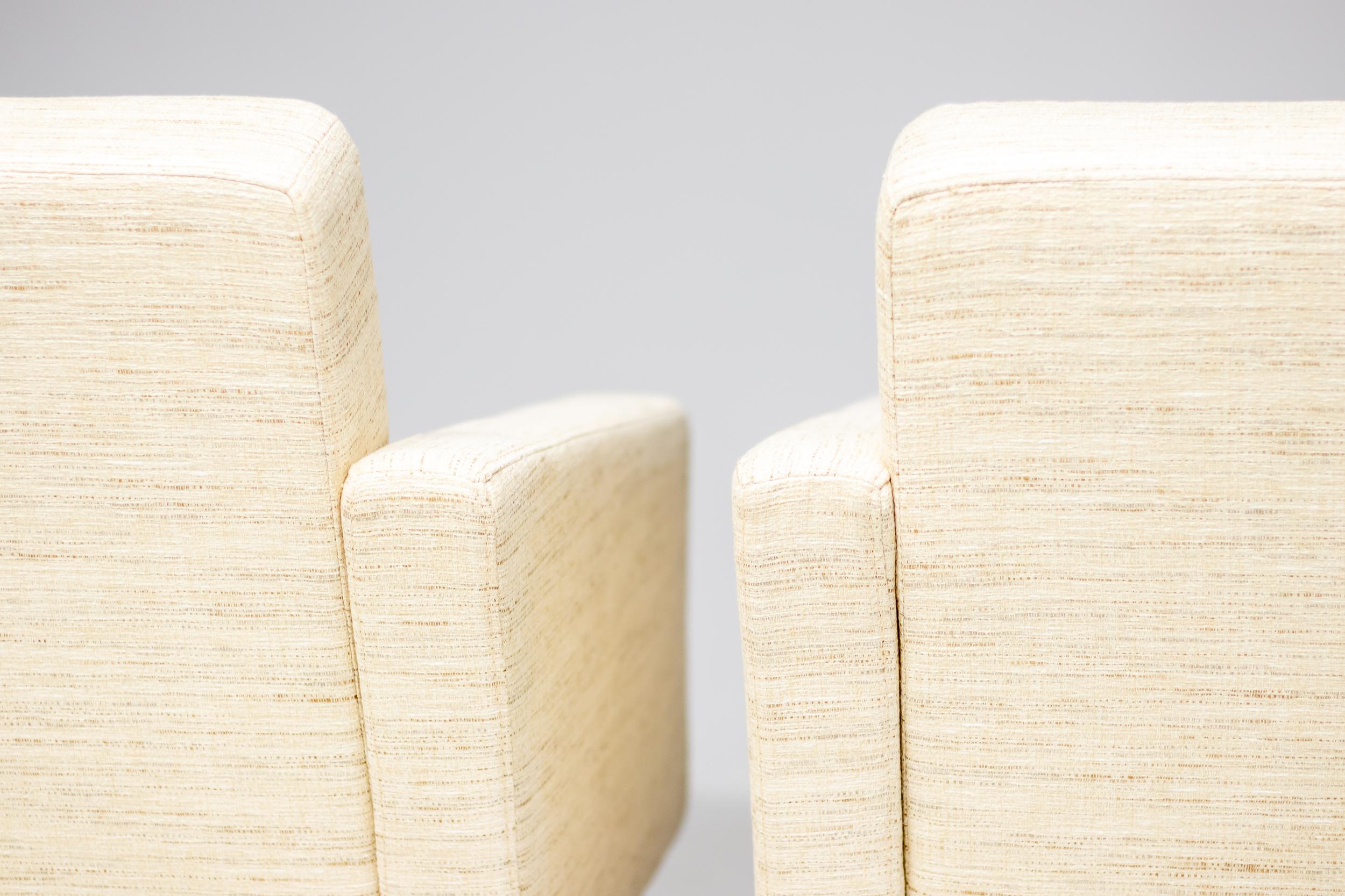 Émaillé Paire de fauteuils de salon en laine crème Martin Visser SZ48 en vente