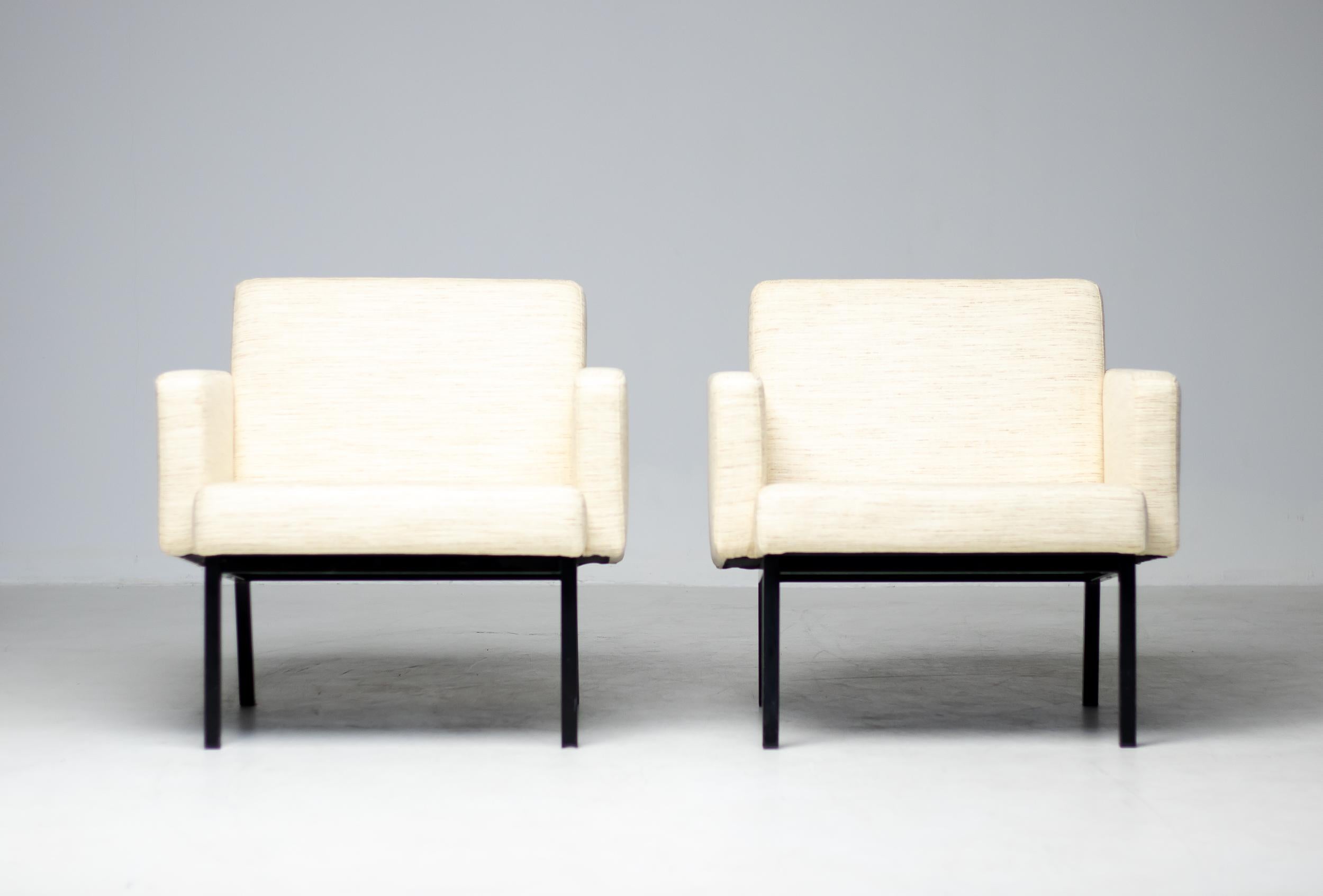Paire de fauteuils de salon en laine crème Martin Visser SZ48 en vente 5