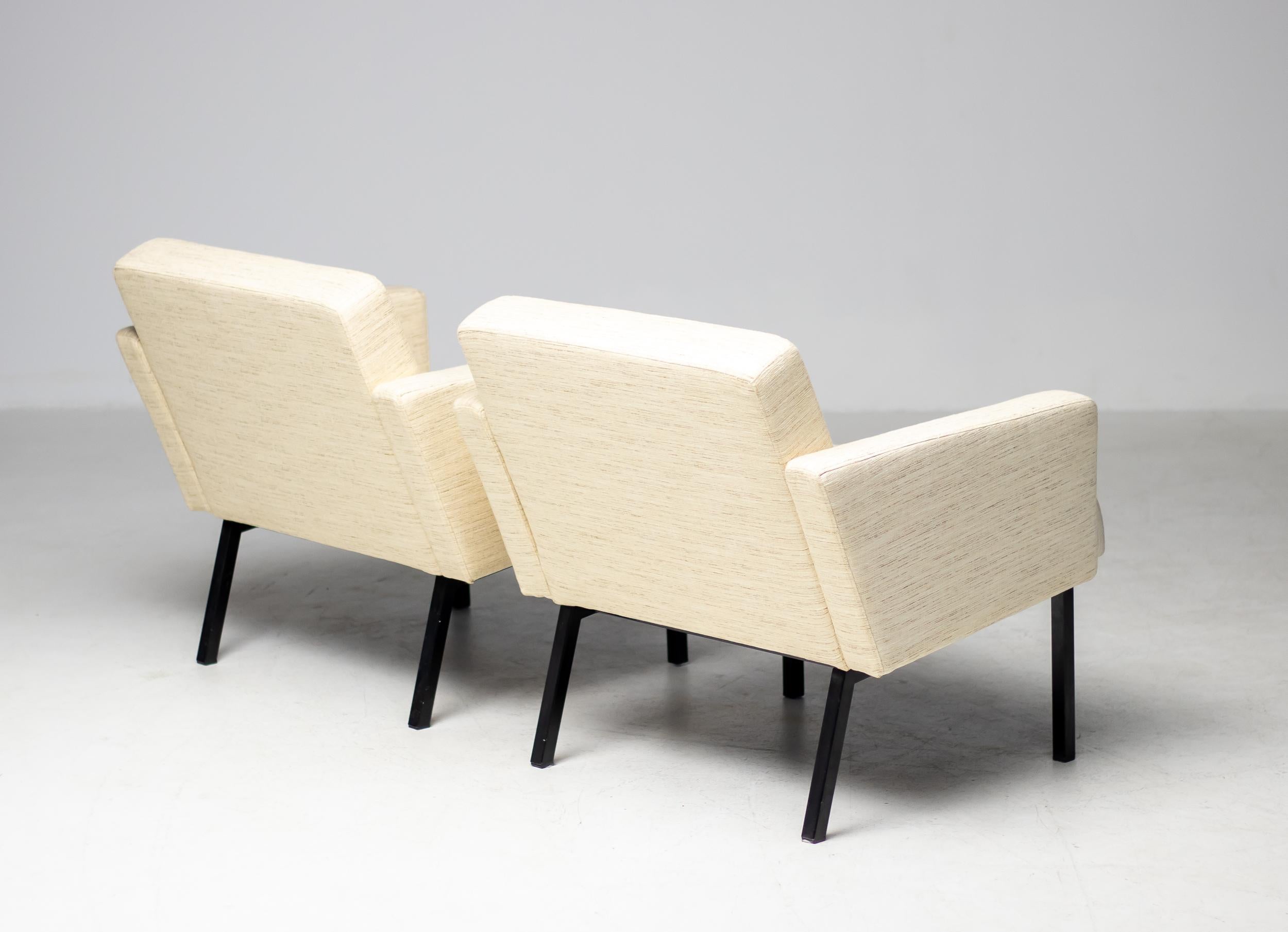 Paire de fauteuils de salon en laine crème Martin Visser SZ48 Bon état - En vente à Dronten, NL