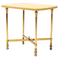 Mid-Century Aldo Tura Lacquered Goatskin and Brass Side Table, Italy, 1950s
