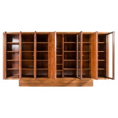Monumental Italian Walnut and Bookmatched Rosewood Display Cabinet