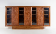 Monumental Italian Walnut and Bookmatched Rosewood Display Cabinet