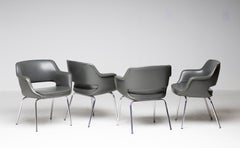 Olli Mannermaa for Martela – Kilta Armchairs in Grey Naugahyde, Finland, 1955