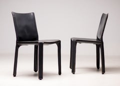 Mario Bellini Cab Side Chair for Cassina, Dark Grey Leather, 1980