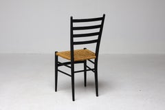 Vintage Green Ladder-Back Chair with Woven Rope Seat, Italy, 1960s