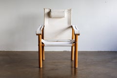 Zanotta Dismountable Safari Arm Chair, Ash & Canvas, 1970s Italy