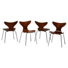 Set of Four "Lily" Chairs by Arne Jacobsen for Fritz Hansen, Teak, Denmark, 1971