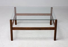 Mid-Century Rosewood and Glass Coffee Table, Denmark, 1950s