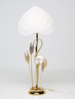 Gilt Brass Crane or Egret Floor Lamp by Antonio Pavia, Italy, 1970