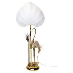Gilt Brass Crane or Egret Floor Lamp by Antonio Pavia, Italy, 1970