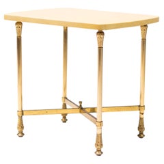 Aldo Tura Lacquered Goatskin and Brass Side Table, Italy, 1950s