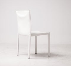 Set of Eight Pasqualina White Leather Dining Chairs by Grazzi & Bianchi, Italy