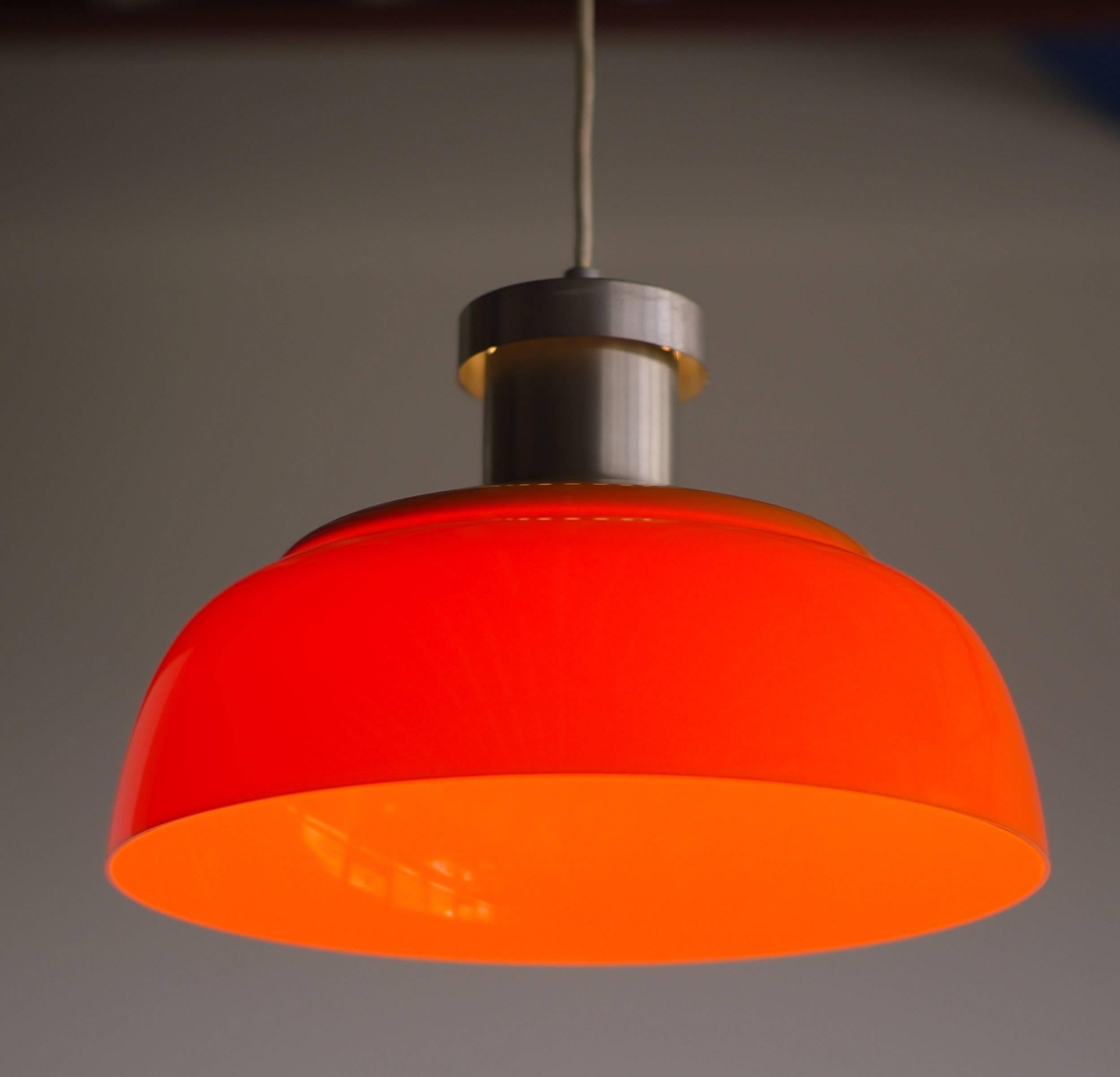 Mid-Century Modern Orange Pendant Lamp 4017 Designed by Achille Castiglioni for Kartell