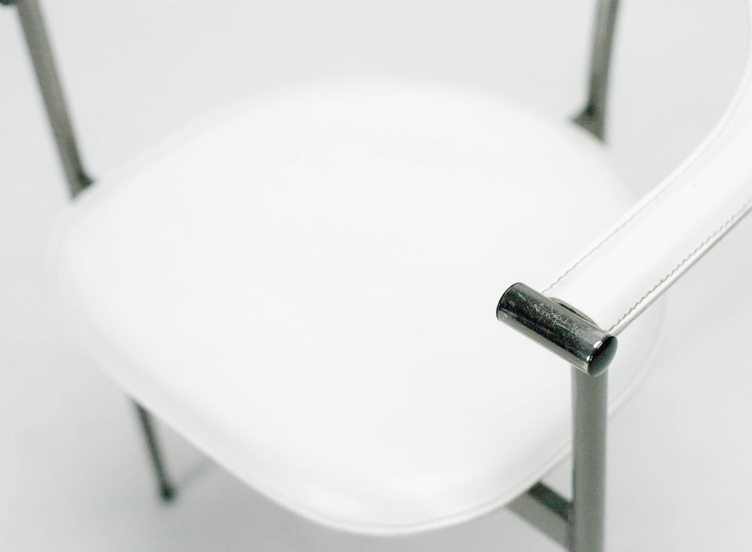 Mid-20th Century Set of Four White Leather Arrben Stiletto Chairs