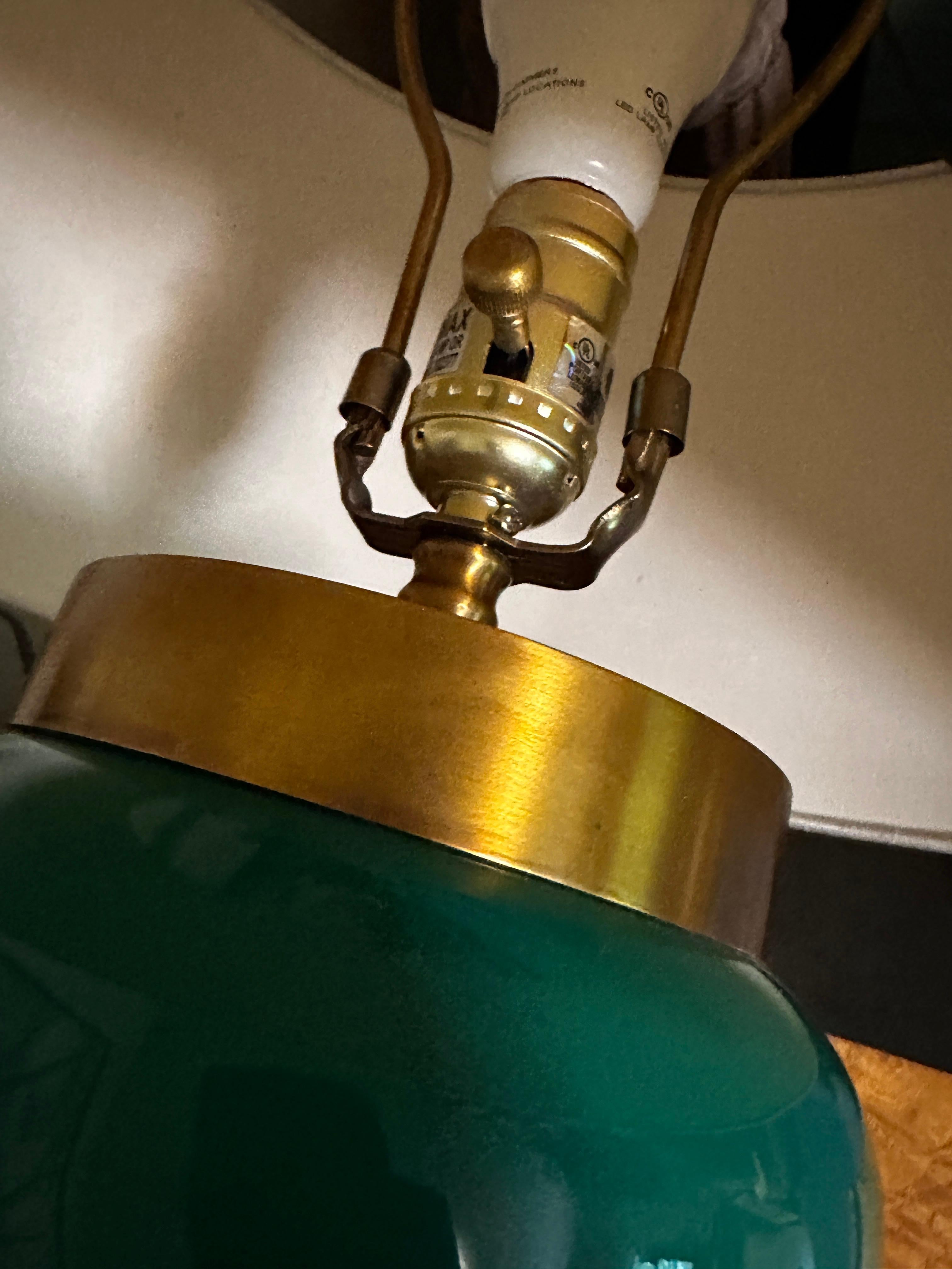 Paire de lampes en verre vert 
