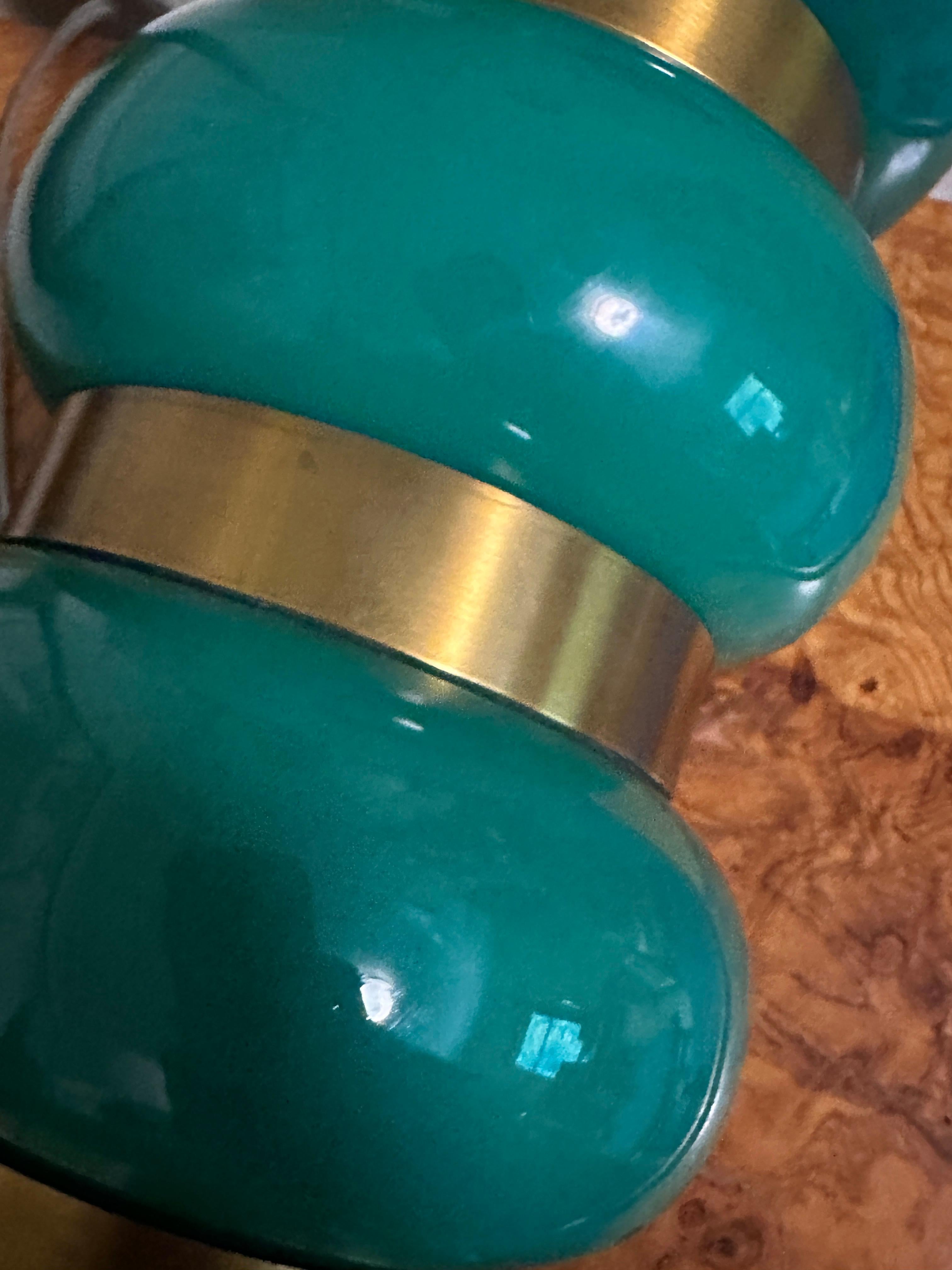 Verre Paire de lampes en verre vert 