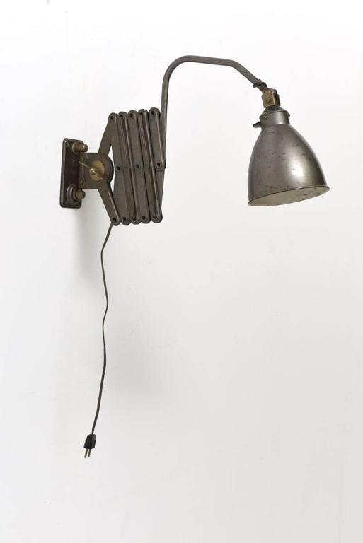 Industrial French Scissor Wall Lamp For Sale at 1stdibs