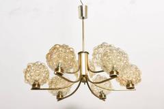 Large Amber, Bubble Glass Chandelier by Helena Tynell by Limburg Glashütte