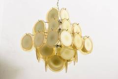 Large Amber Five-Tiered Murano Glass Disc Chandelier by Vistosi