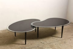 Nesting Kidney, Boomerang Glass Top Coffee Tables, 1960s
