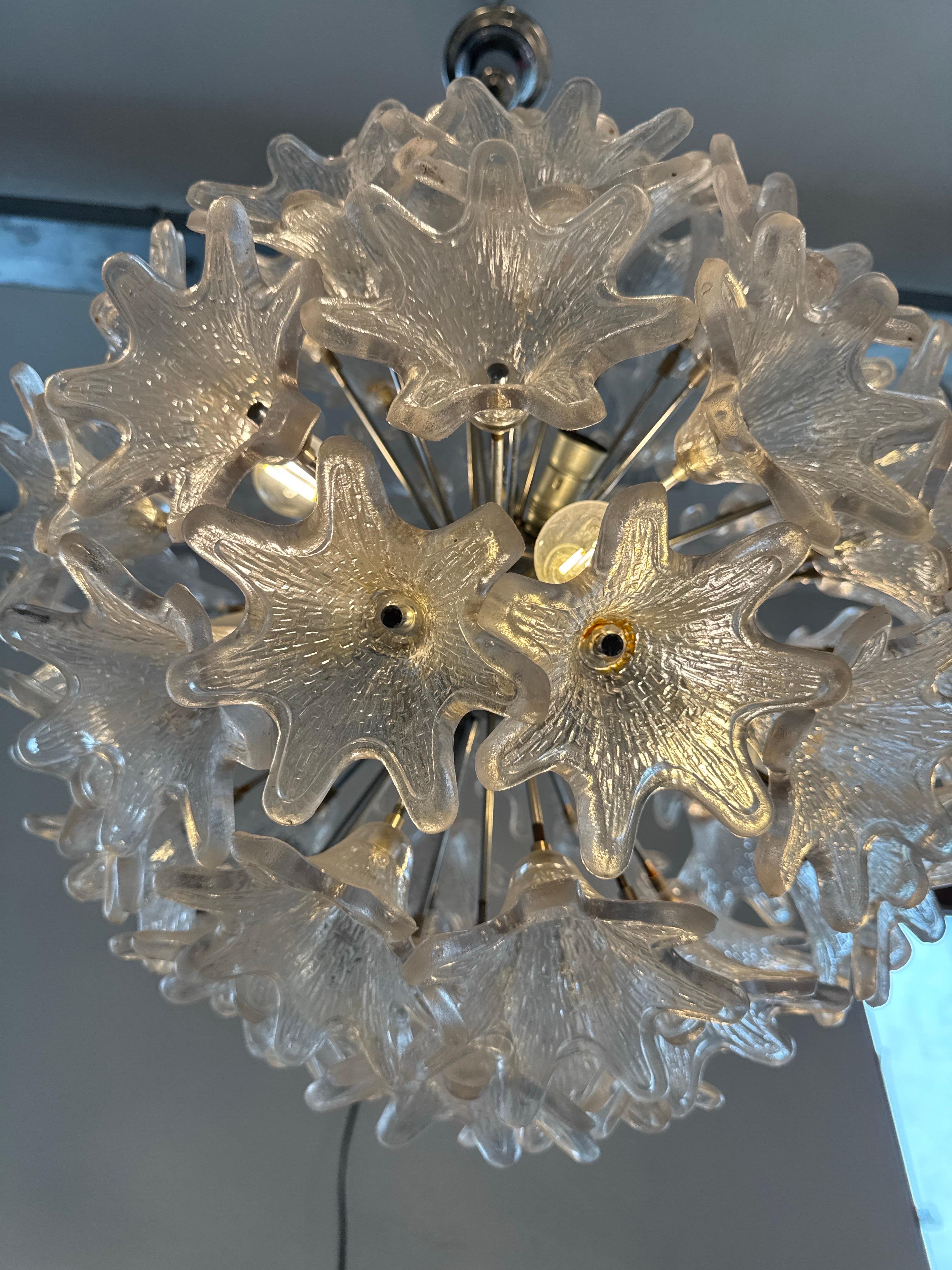 Sputnik-Kronleuchter aus Chrom und Glas mit Blumen von Paolo Venini für VeArt, 1960er Jahre (Mitte des 20. Jahrhunderts) im Angebot