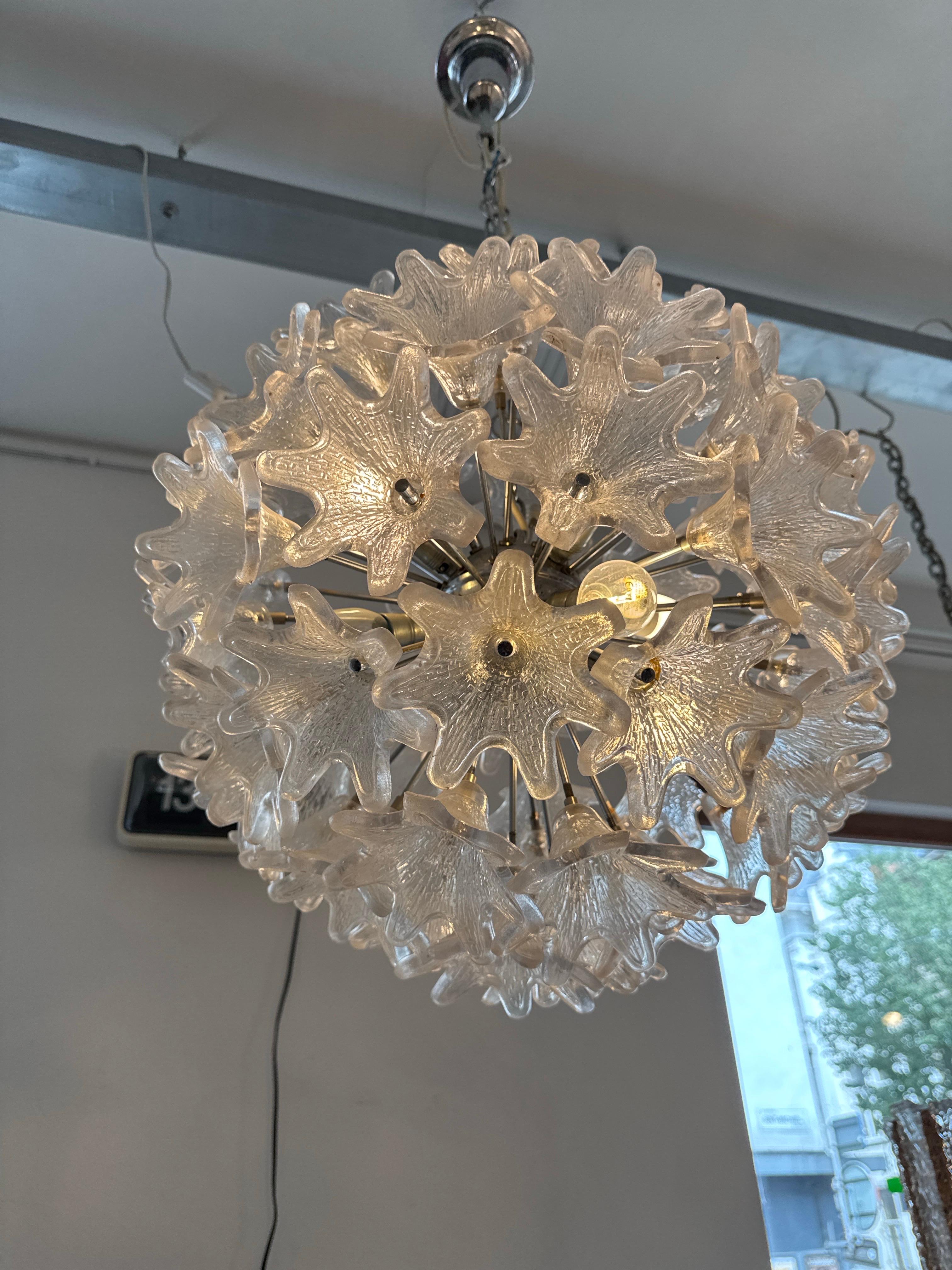 Sputnik-Kronleuchter aus Chrom und Glas mit Blumen von Paolo Venini für VeArt, 1960er Jahre im Angebot 1