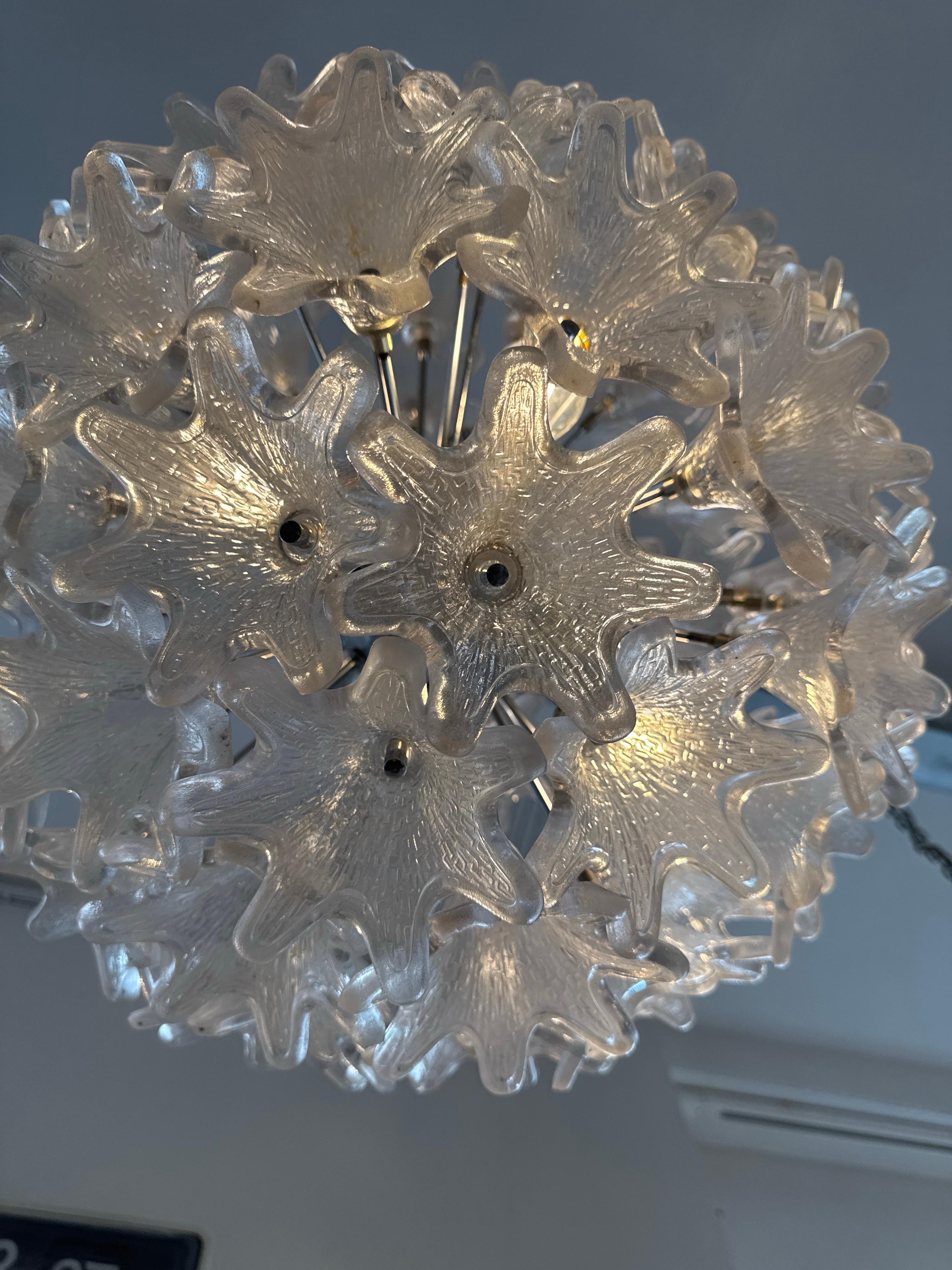 Sputnik-Kronleuchter aus Chrom und Glas mit Blumen von Paolo Venini für VeArt, 1960er Jahre im Angebot 3