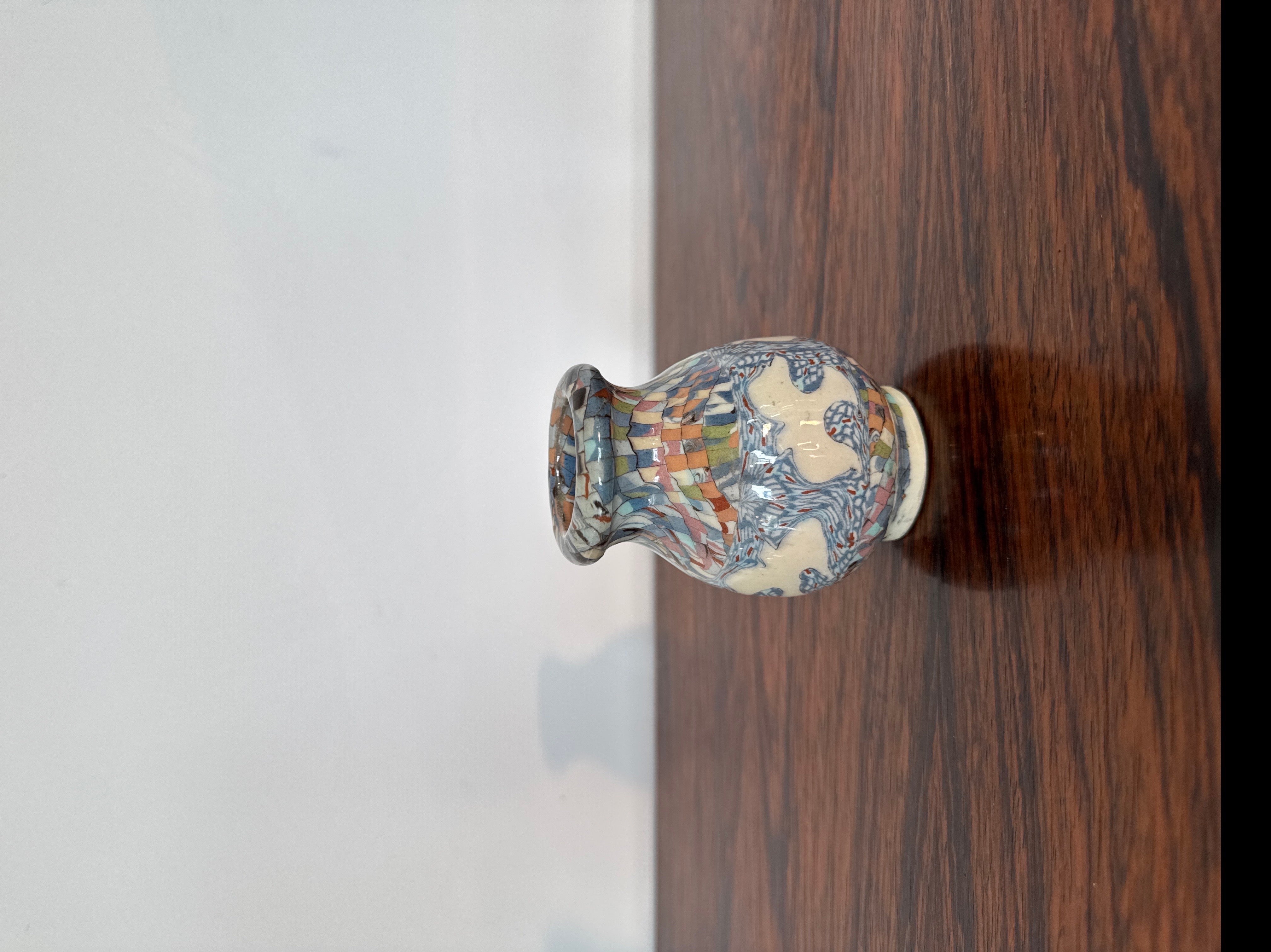 Vase en faïence avec décor en mosaïque Mille Fiori, Gerbino pour Vallauris