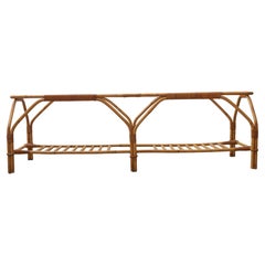 Vintage Large Bamboo and Frosted Glass Rectangular Coffee Table by Viggo Boesen, 1950s