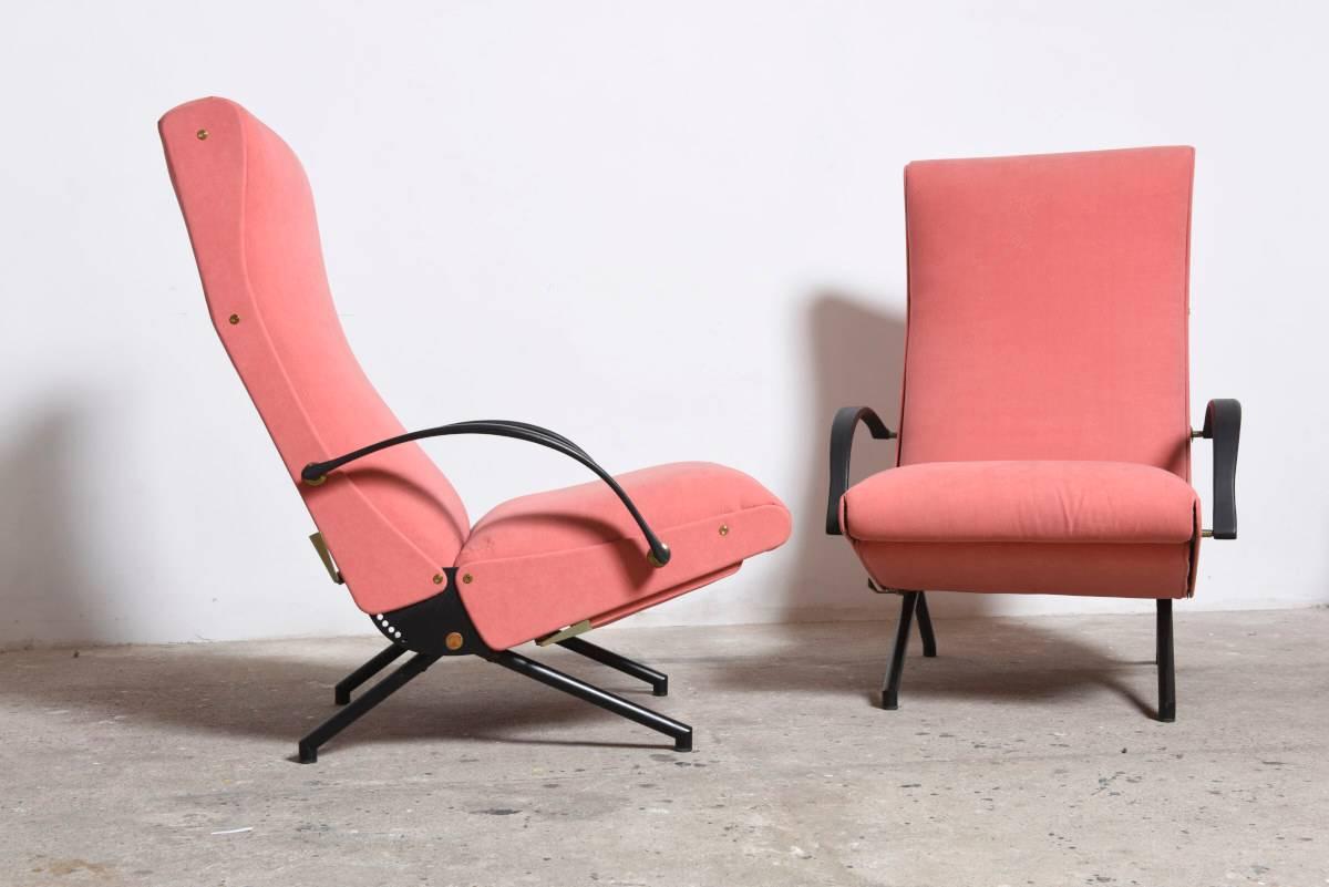Pink fabric Osvaldo Borsani, P40 Lounge Chair for Tecno, Italy (Moderne der Mitte des Jahrhunderts)