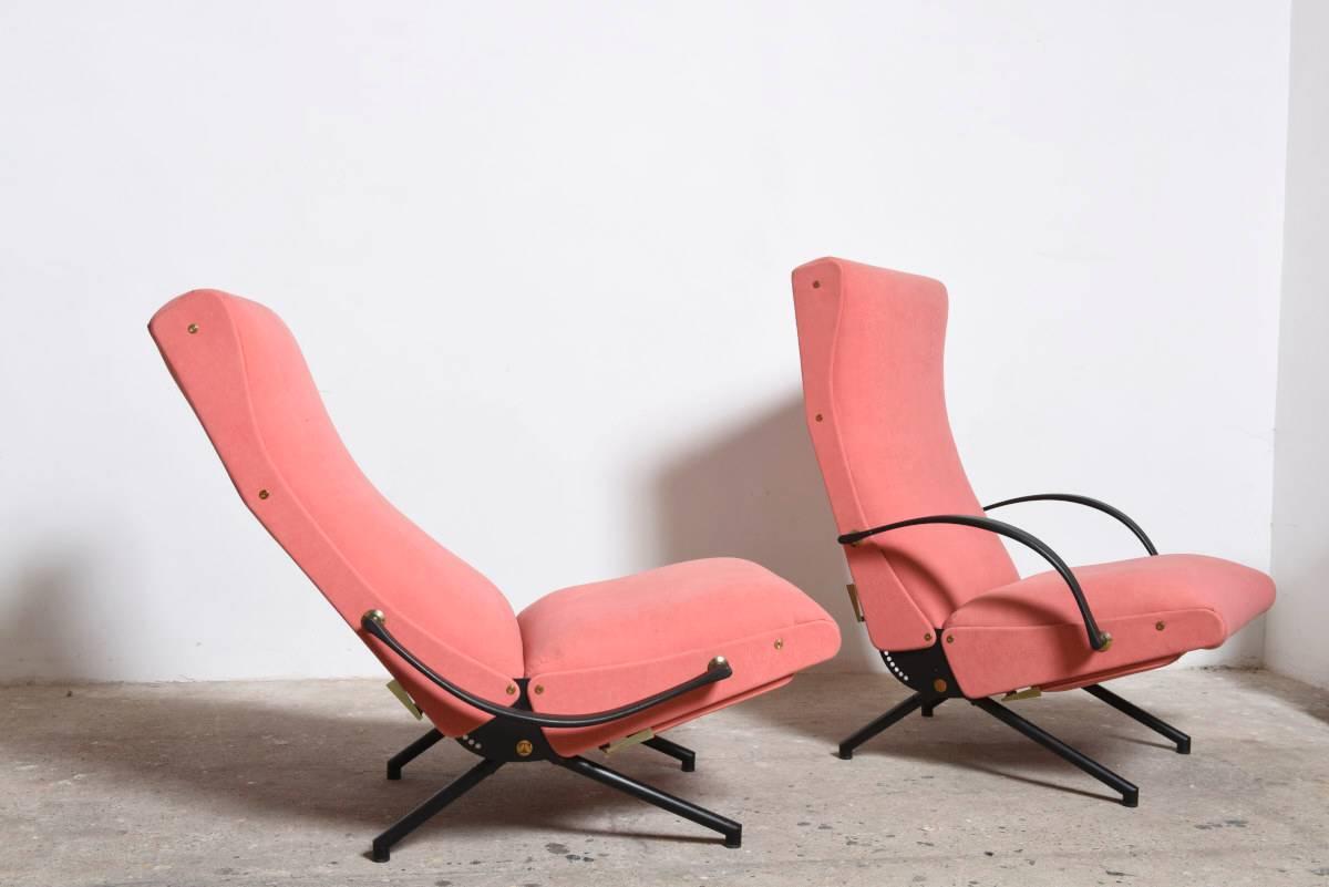 Pink fabric Osvaldo Borsani, P40 Lounge Chair for Tecno, Italy (Mitte des 20. Jahrhunderts)