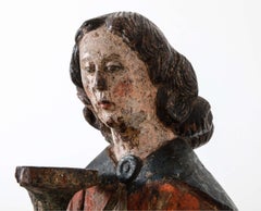 Works of Art Polychrome Guardian Angel with Candelabrum, Netherlands