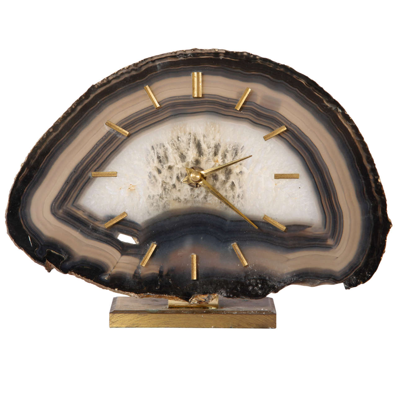 Junghaus Agate Stone Desk Table Clock, Germany