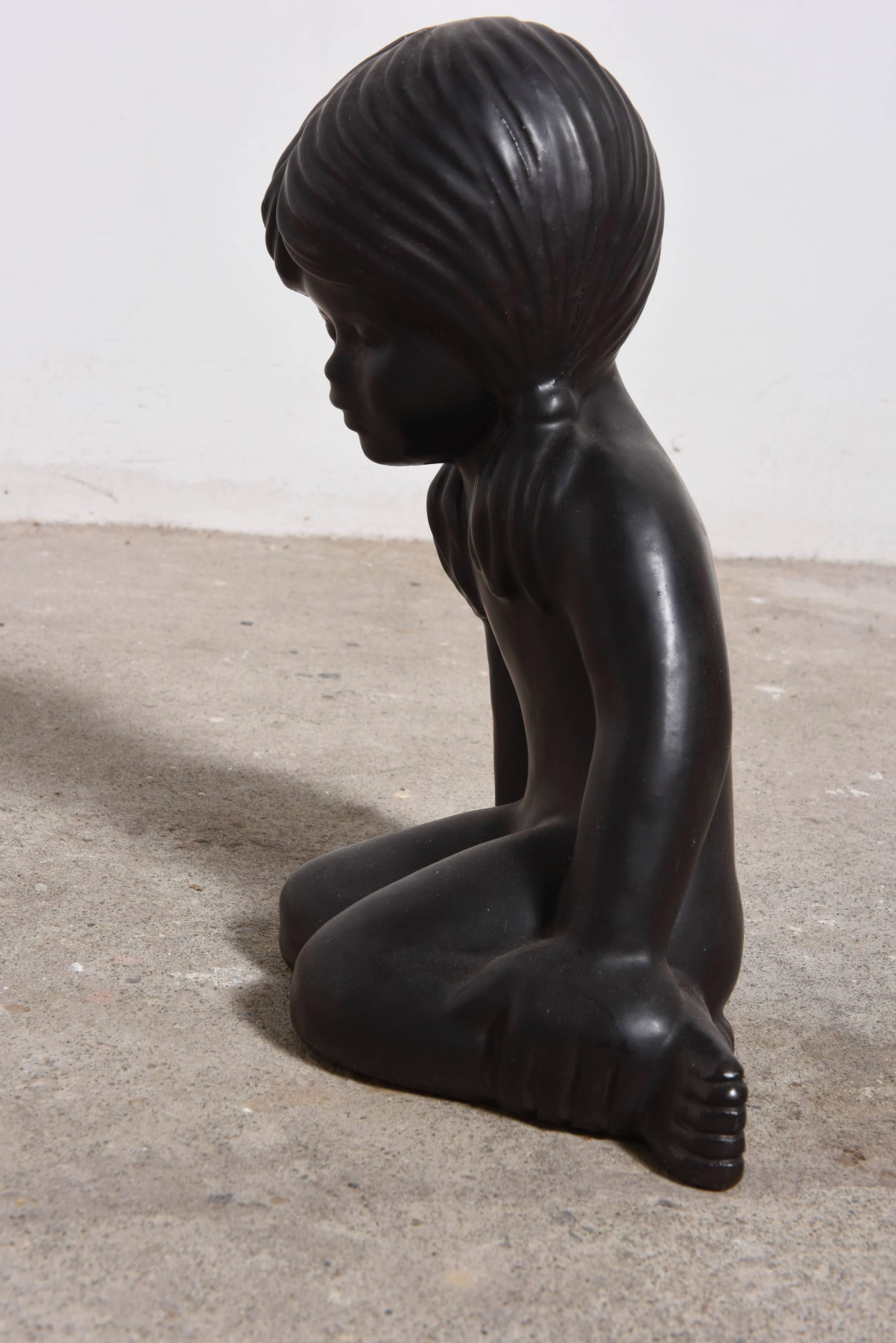 Belgian Ceramic Sculpture of a Young Girl by Elie van Damme for Amphora